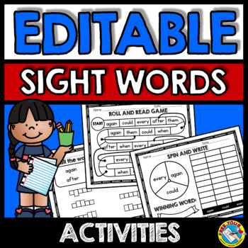 Preview of EDITABLE SPELLING ACTIVITY FOR ANY LIST OF SIGHT WORDS WORKSHEETS KINDERGARTEN