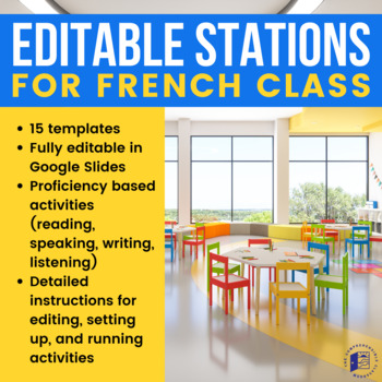 Preview of EDITABLE STATIONS for French classes