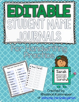 Preview of EDITABLE STUDENT NAME JOURNAL TRACING PRACTICE
