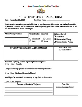 Preview of EDITABLE SUB FEEDBACK FORM