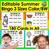 EDITABLE SUMMER End of Year Review Bingo 6 Sets 180 Cards 