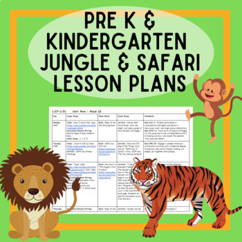 Preview of EDITABLE Safari & Jungle Weeklong Lesson Plans for Pre-K & Kindergarten
