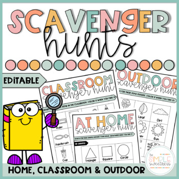 Preview of EDITABLE Scavenger Hunts | At Home, Outdoor & Classroom