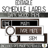 EDITABLE Schedule Labels with Clock - Dark Wood Theme