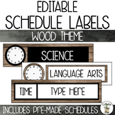 EDITABLE Schedule Labels with Clock - Wood Theme