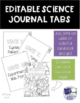 Preview of EDITABLE Science Journal Notebook Tabs