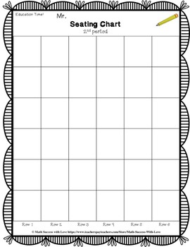 EDITABLE Seating Charts with Pencil Design & Beautiful Borders 7 VERSIONS!