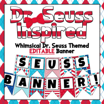 Preview of EDITABLE Seuss themed bulletin board banner