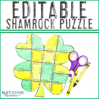 Preview of EDITABLE Shamrock Template or Clover Puzzle - Make your own craft or activity!