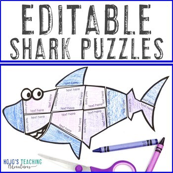 Preview of EDITABLE Shark Craft Puzzles: Make Activities on almost ANY topic