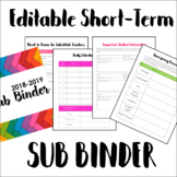 EDITABLE Short-Term Sub Binder for Middle and High School Teachers