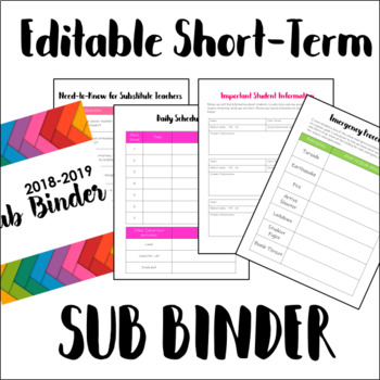 Preview of EDITABLE Short-Term Sub Binder for Middle and High School Teachers
