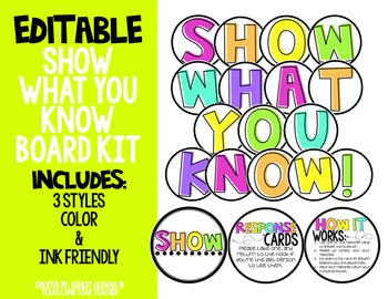 Preview of EDITABLE Show What You Know Board Kit