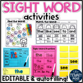 EDITABLE Sight Word Activities