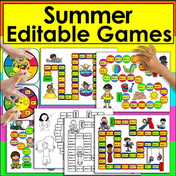 Preview of EDITABLE End of Year Summer Review Sight Word GameBoards Auto-Fill from ANY LIST