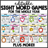 EDITABLE Sight Word Games for the Year