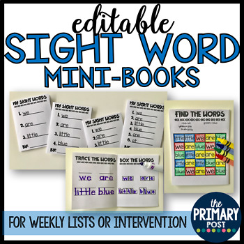Preview of EDITABLE Sight Word Mini-Books for Weekly Lists