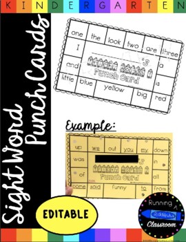 Sight Word Punch Cards Activity