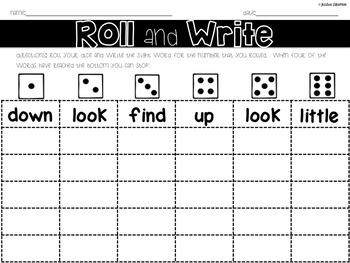 Preview of EDITABLE Sight Word Roll and Write