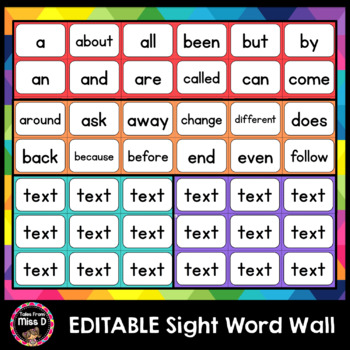 Preview of Editable Sight Word Wall