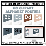 EDITABLE Simple Alphabet Posters | NO CLIPART | Neutral Cl