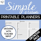 EDITABLE Simple & Printable Planners