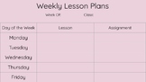 EDITABLE Simple Weekly Lesson Plan Template