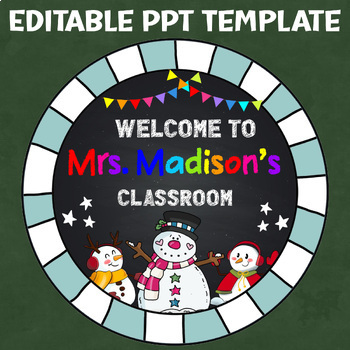Preview of EDITABLE Snowman Teacher & Students Name Tags Winter Classroom Door Sign 2 Desig