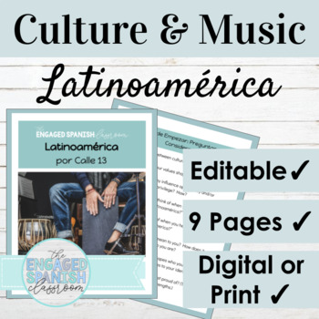 Preview of EDITABLE Spanish Culture Through Music Latinoamerica | Cultural Research