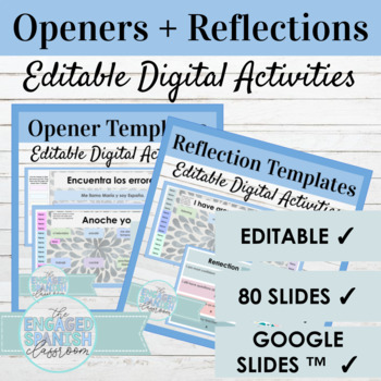 Preview of EDITABLE Spanish Digital Openers and Exit Tickets | Template Bundle
