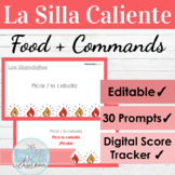 EDITABLE Spanish Food and Informal Commands Hot Seat Game 