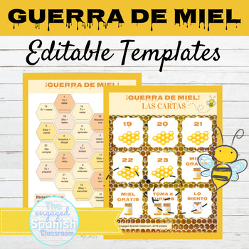 Preview of EDITABLE Spanish Game Template Guerra de Miel | Writing Activity