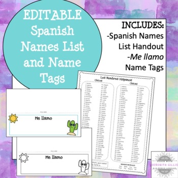 Preview of EDITABLE Spanish Names Handout & Name Tags
