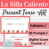 EDITABLE Spanish Present Tense AR Verbs Hot Seat Game | La