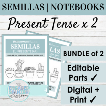 Preview of EDITABLE Spanish Present Tense Digital Interactive Notebooks | SEMILLAS