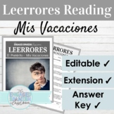 EDITABLE Spanish Preterite Vacation Reading Activities | L