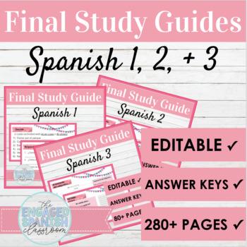 Preview of EDITABLE Spanish Study Guide Bundle | Digital or Print