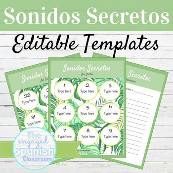 Preview of EDITABLE Speaking Activity Template Sonidos Secretos