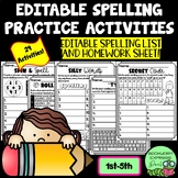 EDITABLE Spelling Activities, Word Work Practice for ANY L