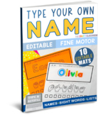 EDITABLE Spelling: Name Practice, Sight Words, Fine Motor 