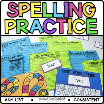 Preview of EDITABLE Spelling Practice Activities & Blank Paper Test Template Any Word Lists