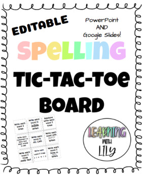 Preview of EDITABLE Spelling Tic-Tac-Toe