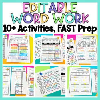 Preview of EDITABLE Spelling and Word Work Activities for ANY List of Words