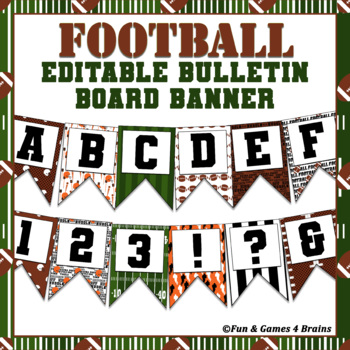 Preview of EDITABLE Sports - American Football themed bulletin board banner