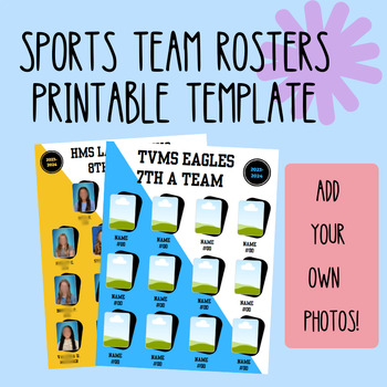 Preview of EDITABLE | Sports Team Photo Rosters Printable | CANVA