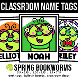 EDITABLE Spring Bookworms Instant Photo Style Name Tags Cl