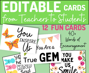 Preview of EDITABLE Sympathy Cards from Teacher to Student