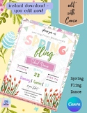 EDITABLE-Spring Fling Dance Flyer, School PTO, Social Medi
