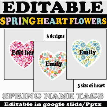 Preview of Spring Bulletin Board Spring Flower Name Tags Clipart | EDITABLE TEMPLATE