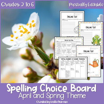 Preview of EDITABLE Spring Spelling Choice Board